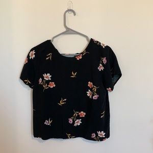 Abercrombie & Fitch Black Floral Tie Back Shirt